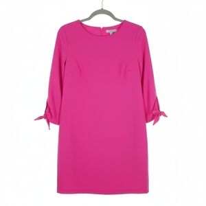 CeCe Hot Pink Shift Dress ¾ Sleeve Tie Size 8 Career Party Cocktail